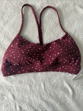 lululemon athletica Burgundy Heart-Print Light Support Bralette